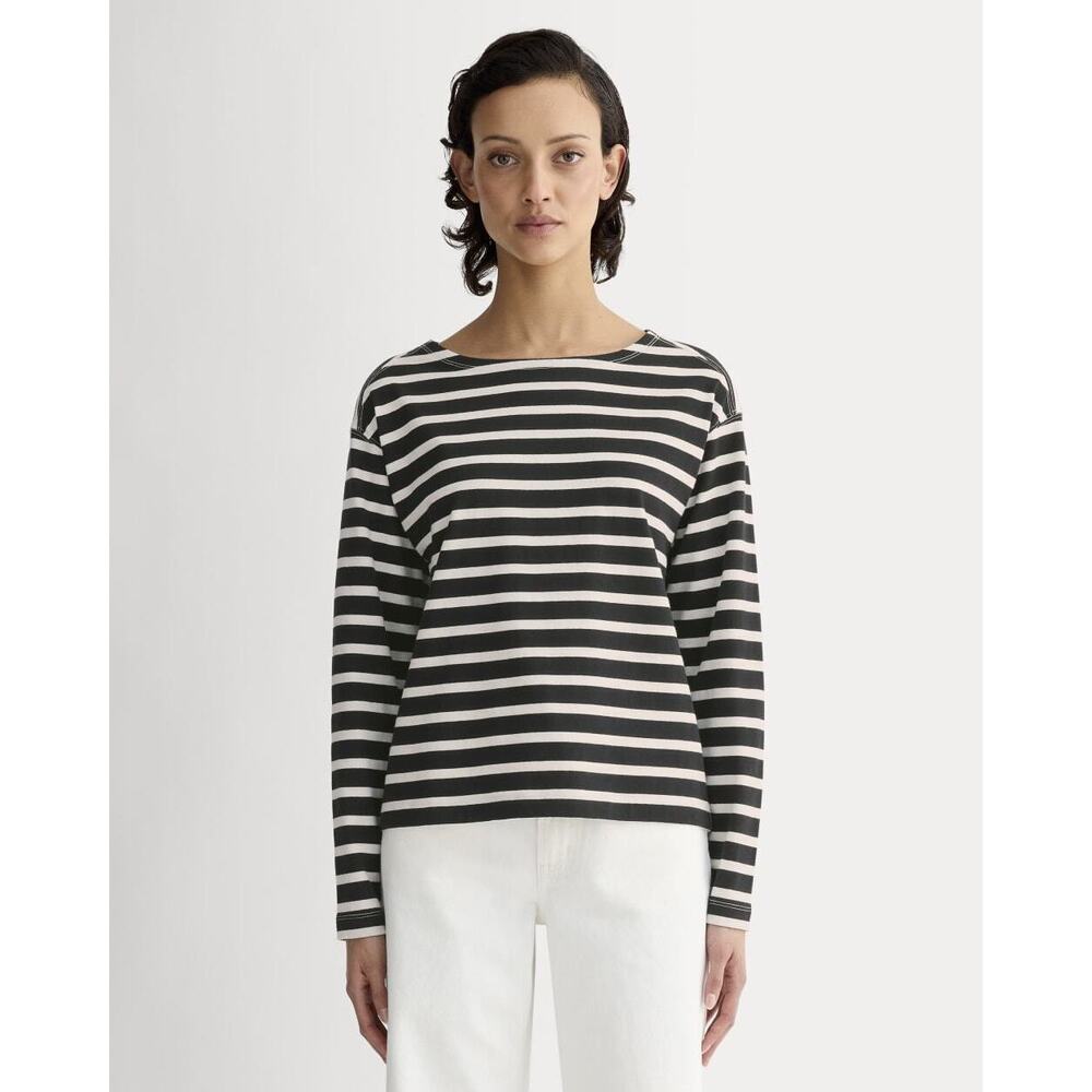 Everlane Women's Mariner T-Shirt in Black/Bone White, Size Small, Cotton